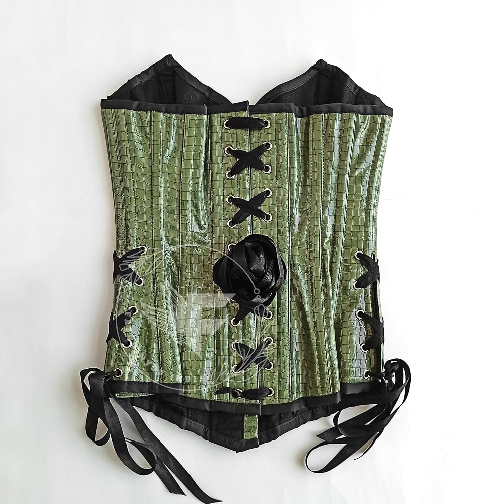 Amazon.com: Green Crocodile Textured Faux Leather Overbust